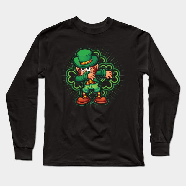 Dabbing Leprechaun Funny Dab St Patricks Day Long Sleeve T-Shirt by aneisha